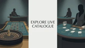 Editorial illustration of generic live roulette and blackjack tables